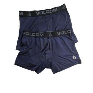 Volcom navy blue boxer briefs with elastic waistband and Volcom graphic. Size M